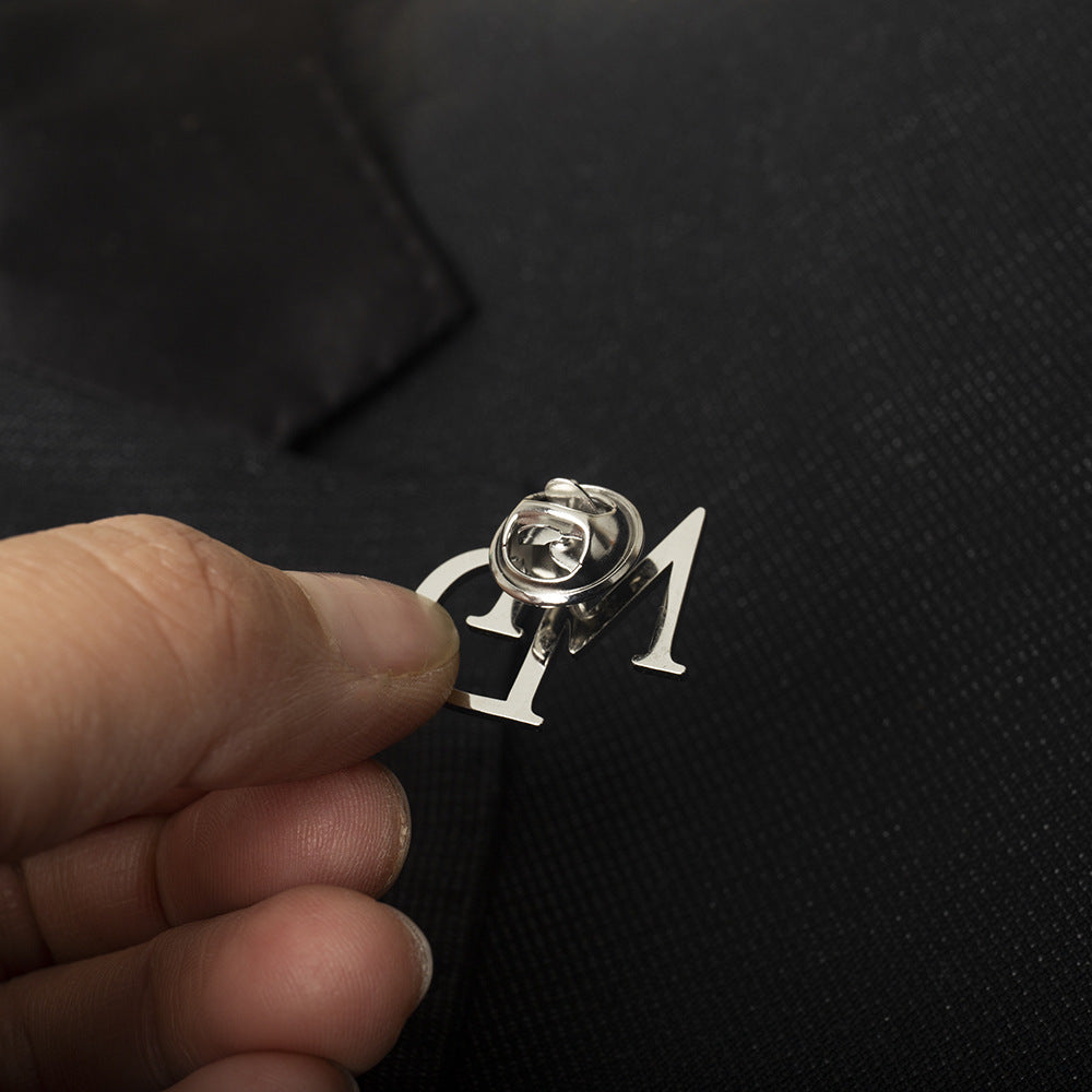 Men's Suit Name Double Letter Brooch Men's Suit Name Double Letter Brooch
